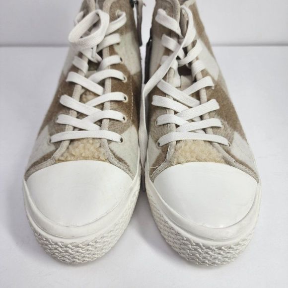 Dolce Vita Veola Checkered Plush Hightop Tan Sneakers, Women's 9.5 - Picture 2 of 7